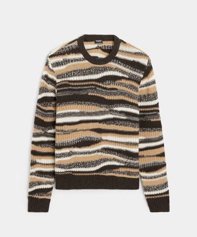 Todd Snyder Broken Stitch Crewneck In Leather Brown
