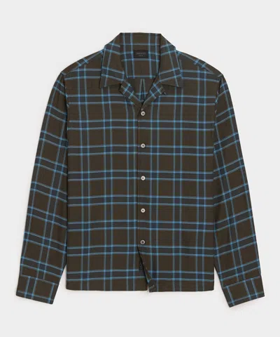 Todd Snyder Brushed Camp Shirt In Caviar In Brown
