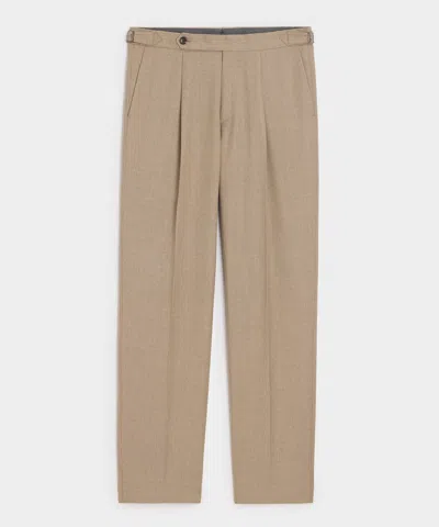 Todd Snyder Brushed Flannel Side Tab Trouser In Khaki In Brown