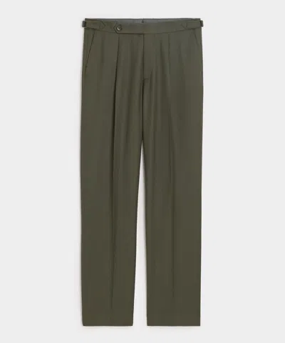 Todd Snyder Brushed Flannel Side Tab Trouser In Olive In Green