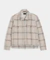 Todd Snyder Brushed Plaid Full-zip Jacket In Stone In Gray