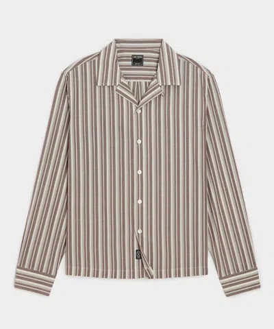 Todd Snyder Brushed Poplin Camp Collar Shirt In Brown