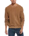 Todd Snyder Cable-knit Wool-blend Crewneck Sweater In Brown