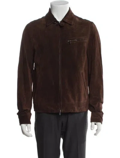Pre-owned Todd Snyder Calf Leather Moto Jacket In Brown