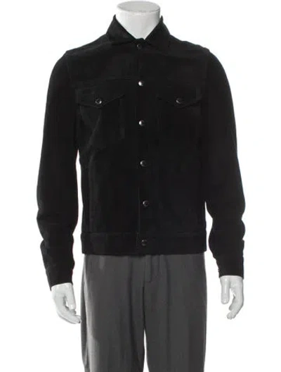 Pre-owned Todd Snyder Calf Leather Trucker Jacket In Gray