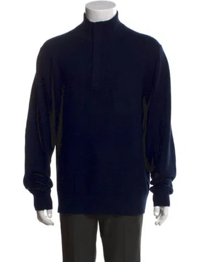 Pre-owned Todd Snyder Cashmere Turtleneck Cardigan In Blue