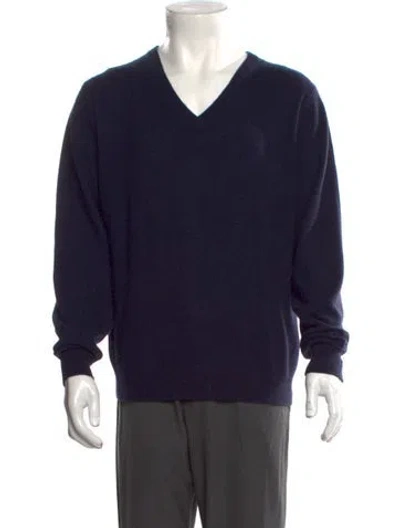 Pre-owned Todd Snyder Cashmere V-neck Pullover In Blue