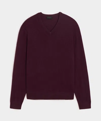 Todd Snyder Cashmere V-neck Sweater In Raisin In Burgundy