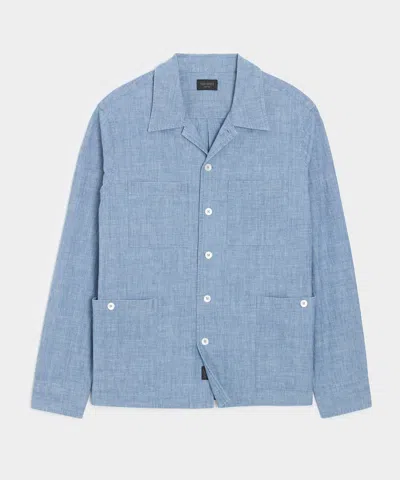 Todd Snyder Chambray Guayabera Shirt In Light Indigo In Purple