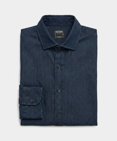 Todd Snyder Chambray Spread Collar Dress Shirt In Dark Indigo In Blue