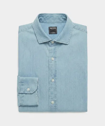 Todd Snyder Chambray Spread Collar Dress Shirt In Light Indigo In Blue