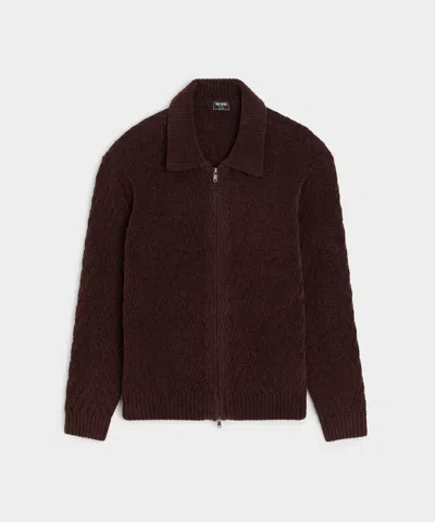Todd Snyder Chenille Zip Jacket In Dark Brown
