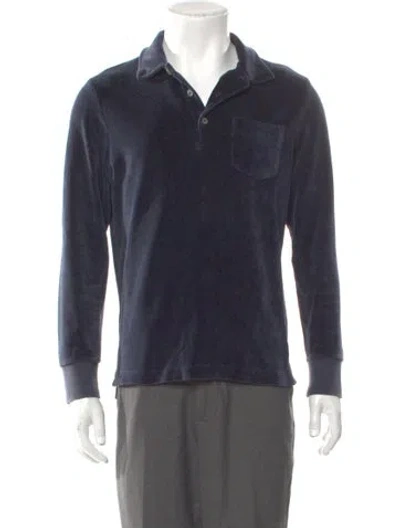 Pre-owned Todd Snyder Collar Long Sleeve Polo Sweater In Blue