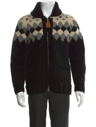 Pre-owned Todd Snyder Colorblock Pattern Open Front Cardigan In Black