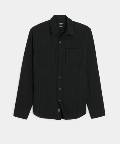 Todd Snyder Cotton Jacquard Point Collar Shirt In Black