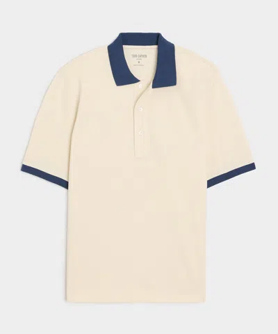 Todd Snyder Cotton Pique Ringer Polo In Chalk Mark In Yellow