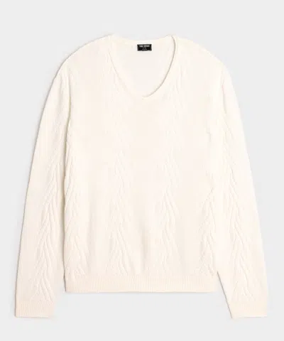 Todd Snyder Cotton V-neck Fisherman Sweater In White