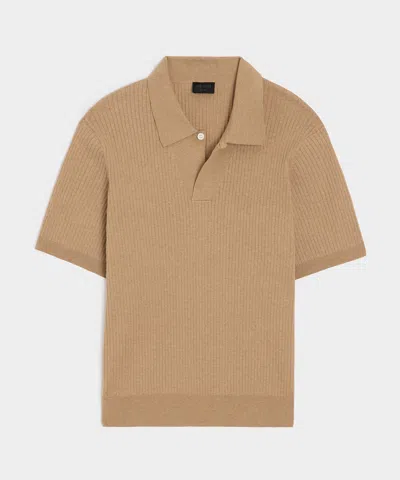 Todd Snyder Cotton-cashmere Sweater Polo In Heather Camel In Brown