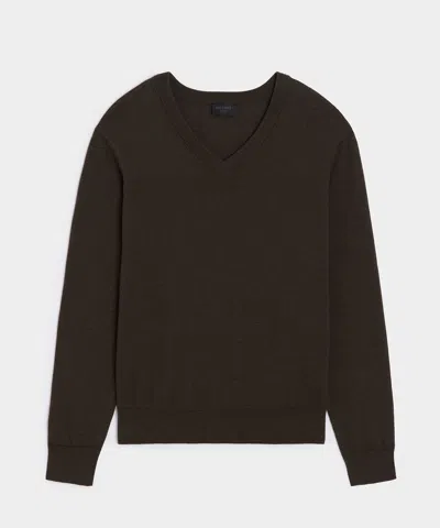 Todd Snyder Cotton-cashmere V-neck In Caviar In Brown