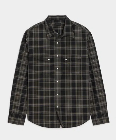 Todd Snyder Cotton-linen Rancher Shirt In Black In Multi