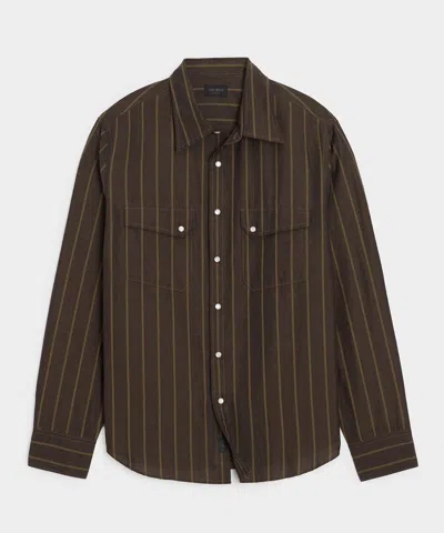 Todd Snyder Cotton-linen Rancher Shirt In Caviar In Brown