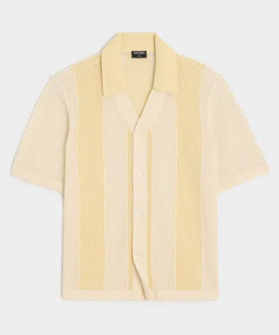 Todd Snyder Cropped Boucle Sweater Polo In Yellow