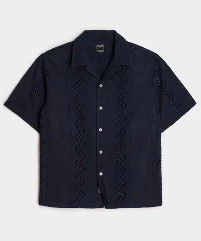 Todd Snyder Cropped Cotton Camp Collar Shirt In Green