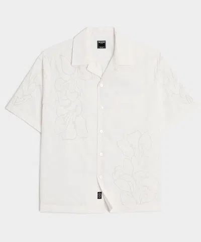 Todd Snyder Cropped Cotton Camp Collar Shirt In White