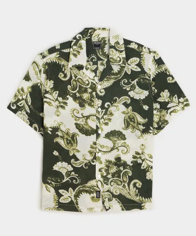 Todd Snyder Cropped Cotton Crepe Camp Collar Shirt In Green
