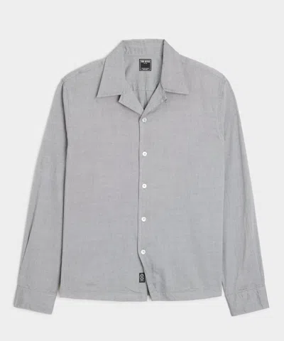 Todd Snyder Cropped Cotton Oxford Camp Collar Shirt In Gray