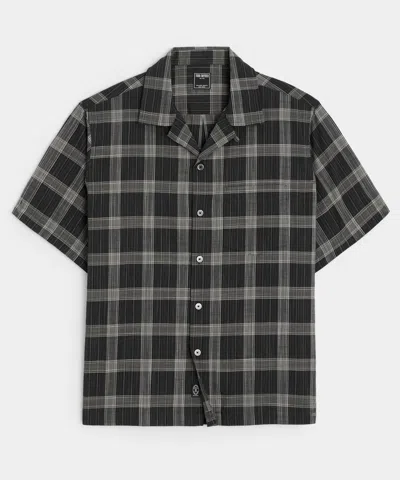 Todd Snyder Cropped Cotton Summerweight Camp Collar Shirt In Black