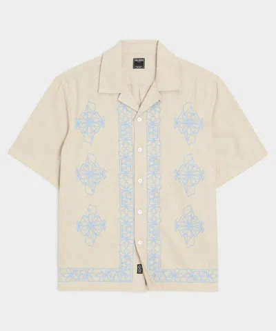 Todd Snyder Cropped Embroidered Camp Collar Shirt In Neutral
