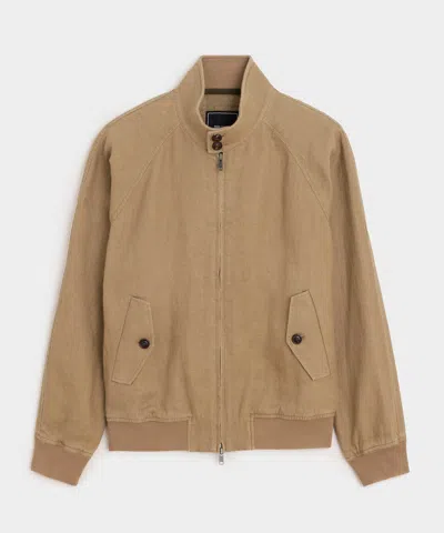 Todd Snyder Cropped Linen Harrington Jacket In Brown