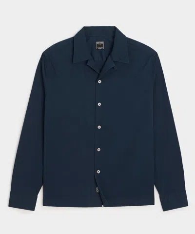 Todd Snyder Cropped Poplin Camp Collar Shirt In Blue