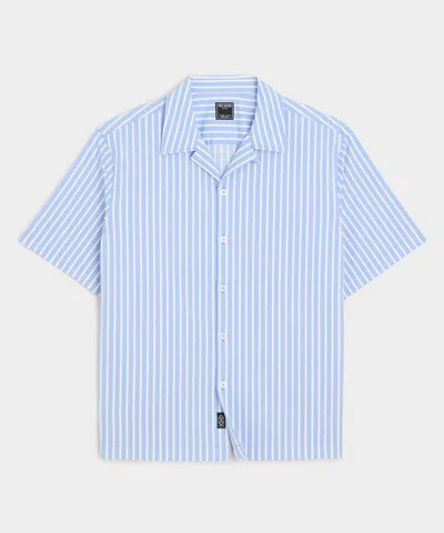 Todd Snyder Cropped Poplin Camp Collar Shirt In Blue