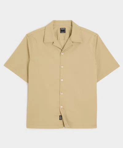 Todd Snyder Cropped Poplin Camp Collar Shirt In Brown