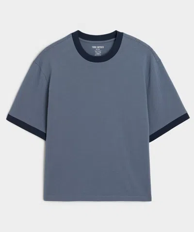 Todd Snyder Cropped Portuguese Jersey Ringer Tee In Deep Springs In Blue