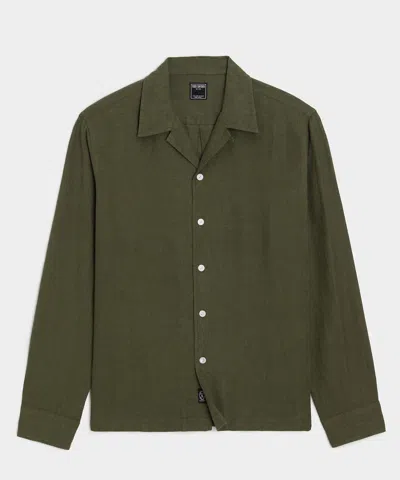 Todd Snyder Cropped Sea Soft Irish Linen Camp Collar Shirt In Green