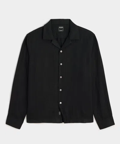 Todd Snyder Cropped Sea Soft Irish Linen Camp Collar Shirt In Black