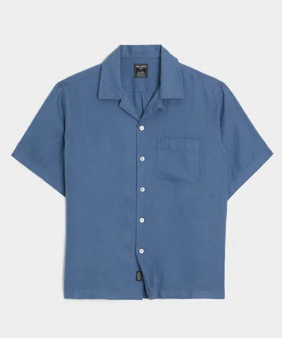 Todd Snyder Cropped Sea Soft Irish Linen Camp Collar Shirt In Blue