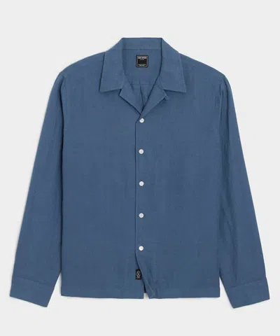 Todd Snyder Cropped Sea Soft Irish Linen Camp Collar Shirt In Blue