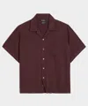 Todd Snyder Cropped Sea Soft Irish Linen Camp Collar Shirt In Burgundy