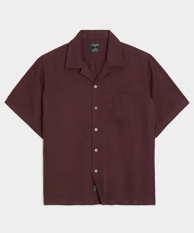 Todd Snyder Cropped Sea Soft Irish Linen Camp Collar Shirt In Burgundy