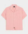 Todd Snyder Cropped Sea Soft Irish Linen Camp Collar Shirt In Pink