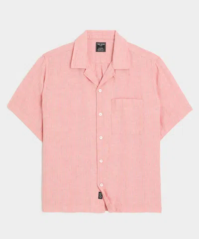 Todd Snyder Cropped Sea Soft Irish Linen Camp Collar Shirt In Pink