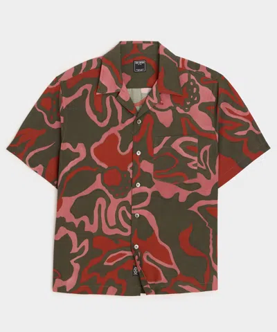 Todd Snyder Cropped Silk-cotton Camp Collar Shirt In Green