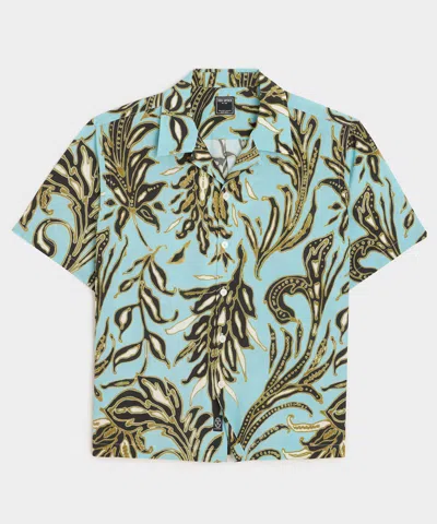 Todd Snyder Cropped Silk-cotton Camp Collar Shirt In Blue