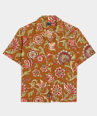 Todd Snyder Cropped Silk-cotton Camp Collar Shirt In Brown