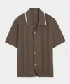 Todd Snyder Cropped Silk-cotton Tipped Full-placket Sweater Polo In Brown