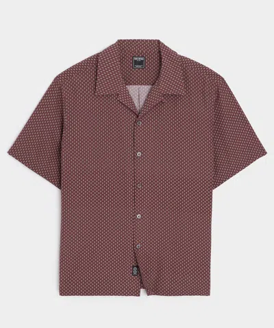 Todd Snyder Cropped Silk Geo Camp Collar Shirt In Red